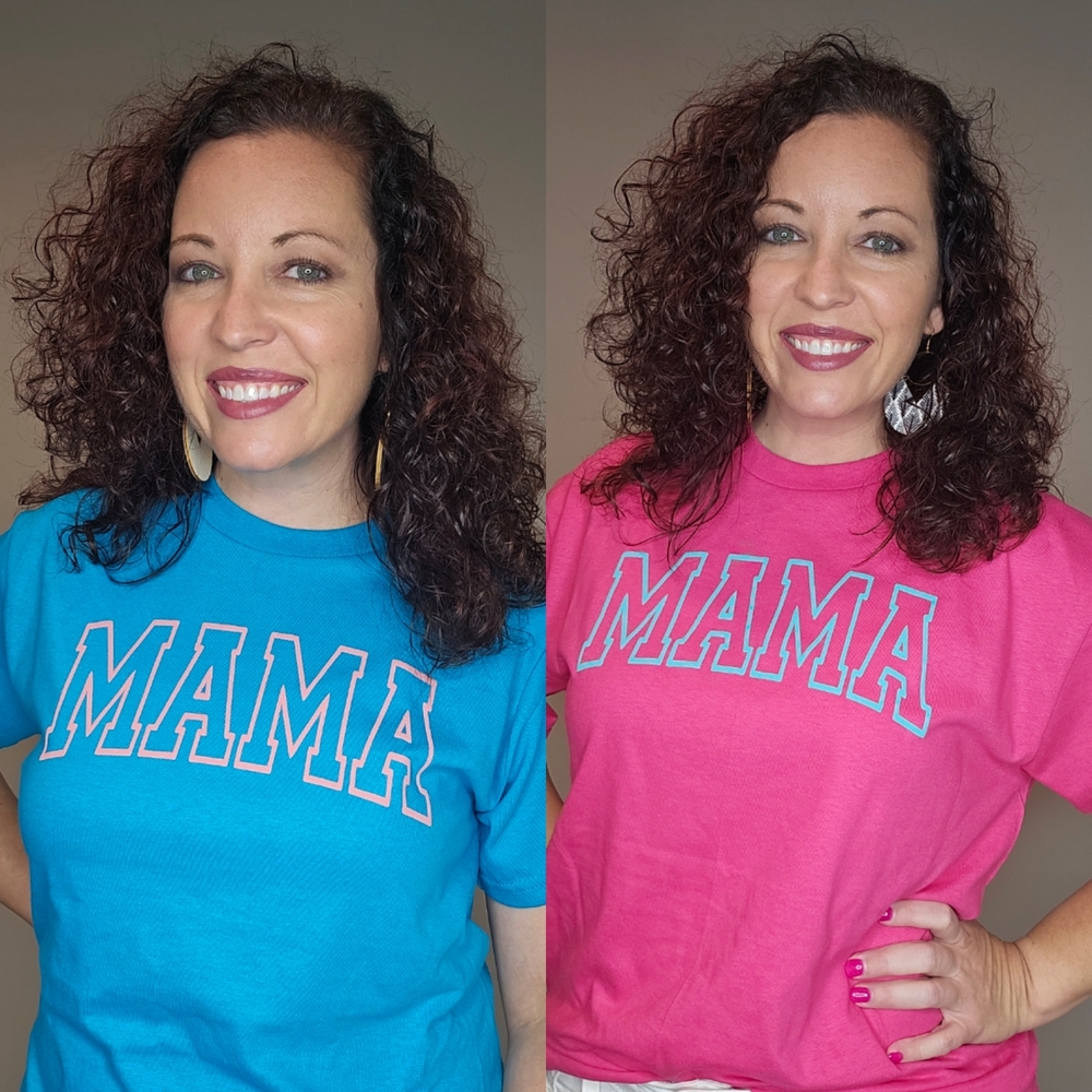 Blue and Pink 'MAMA' T-Shirts